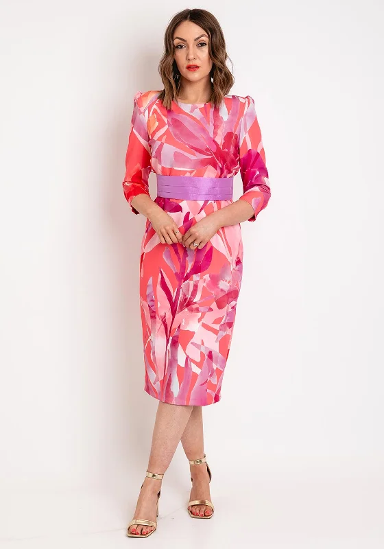 Role Mode Darlan Floral Print Pencil Midi Dress, Pink MultiRetro Dress