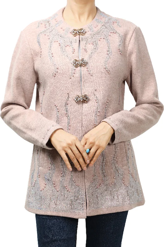 Ladies Sweater SKU: SL978-PINKCollege Knit Tops