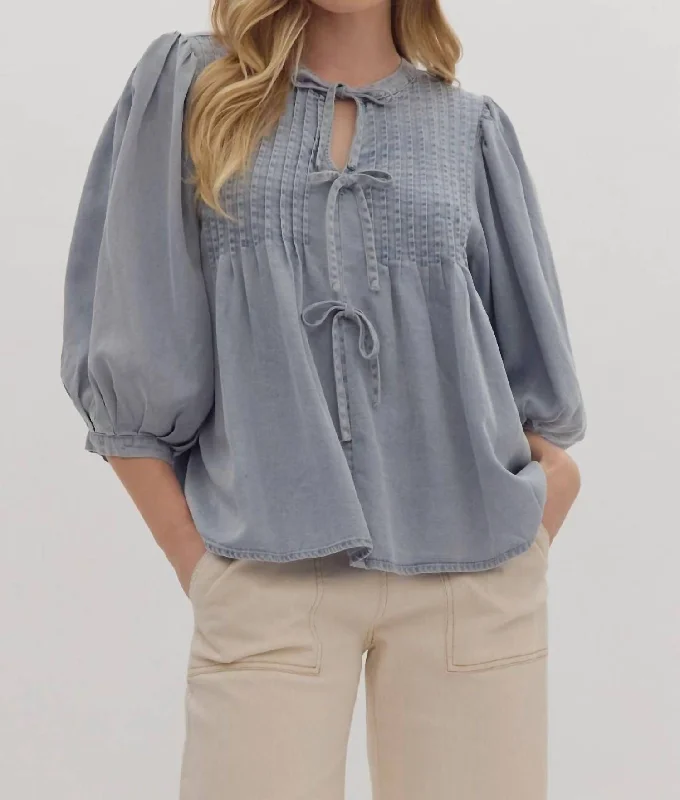 Compression BraBeth Top In Chambray