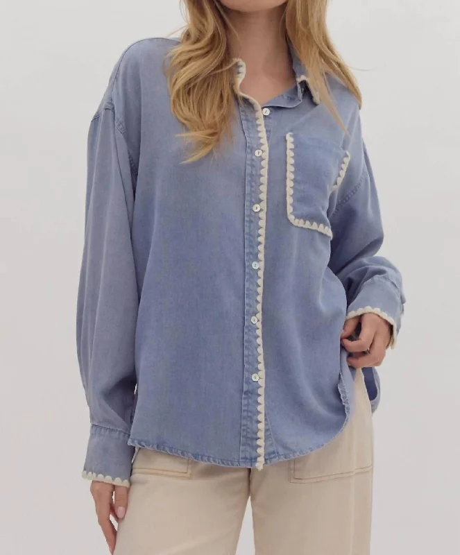 Post-surgery BraCarrie Top In Chambray