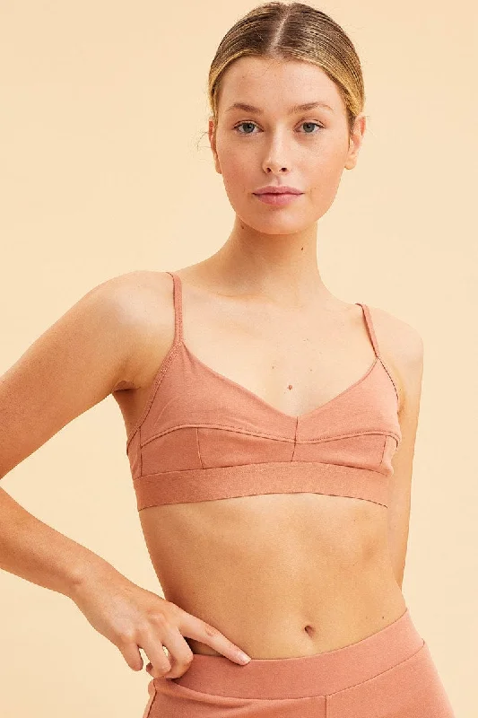 Satin BraOrange Triangle Bralette Cotton Stretch Seam Detail