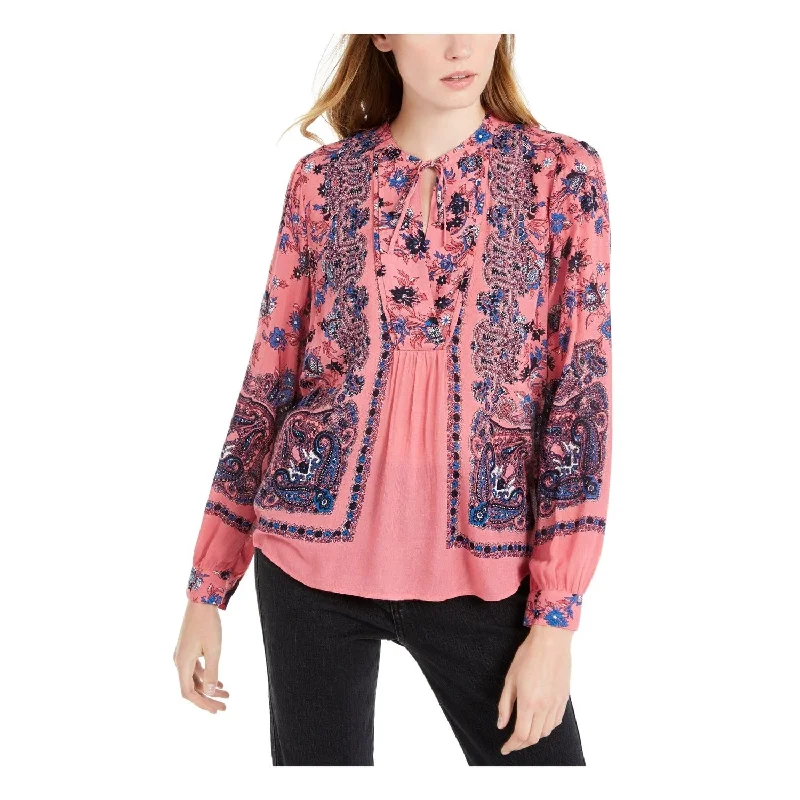 Push-up BraLucky Brand Women's Boho Paisley Peasant Top Pink Size X-Small