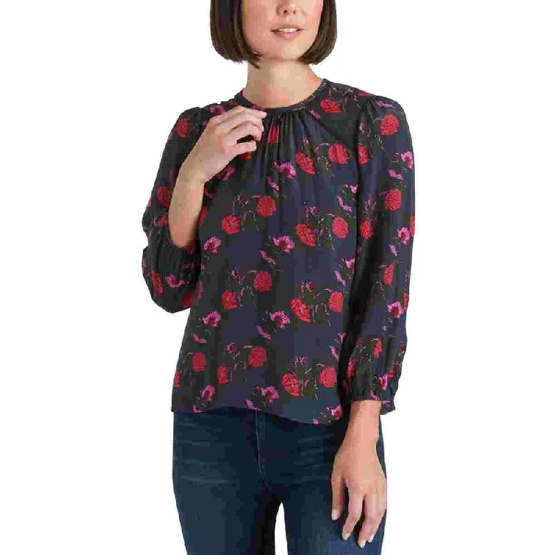 Eco-friendly BraLucky Brand Women's Piper Floral Popover Top Black Size X-Small