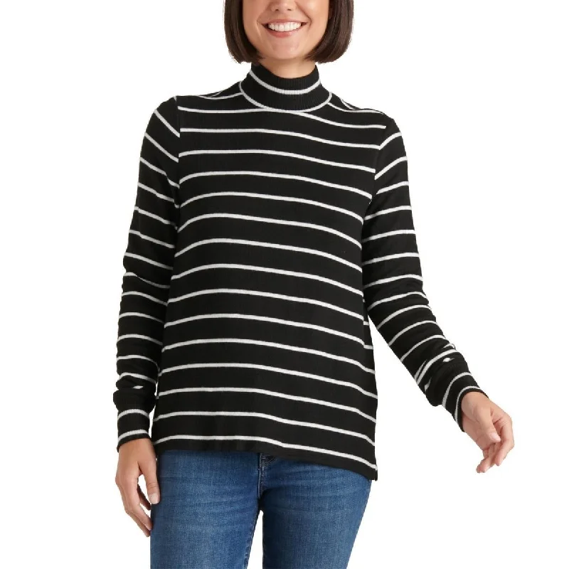 Peek-a-boo BraLucky Brand Women's Striped Mock-Neck Top Black Size Small