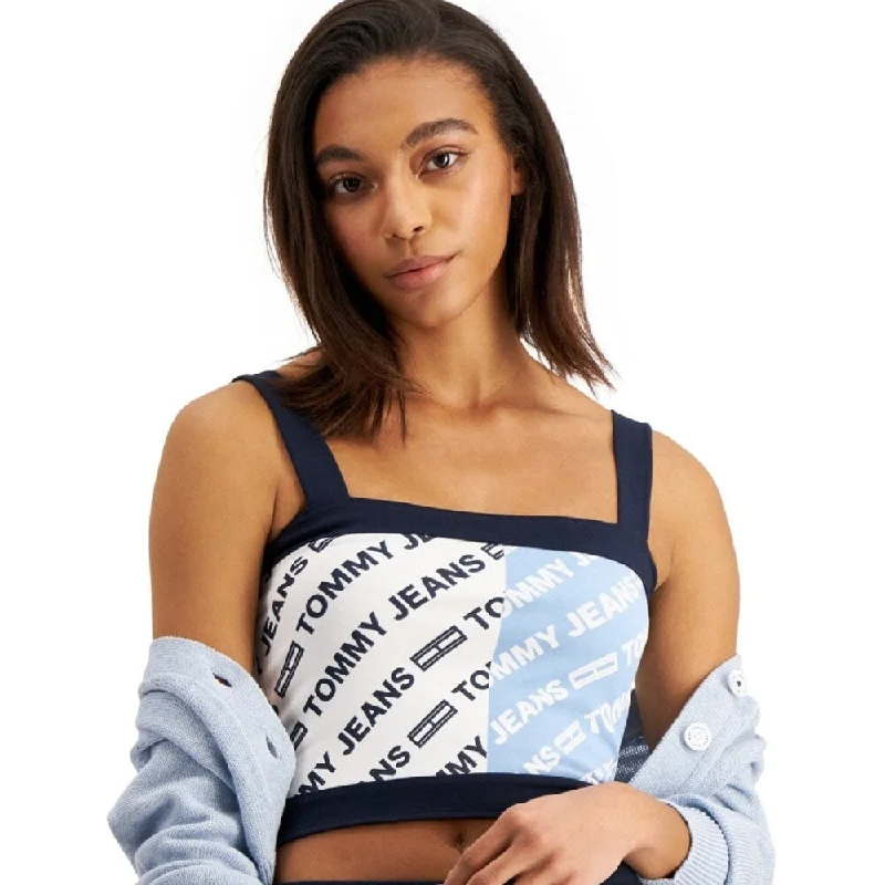 Corset BraTommy Jeans Women's Skeleton Logo Bra Top Blue Size Large