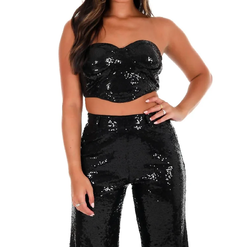 Lounge BraStill Shining Sequin Bra Tube Top In Black