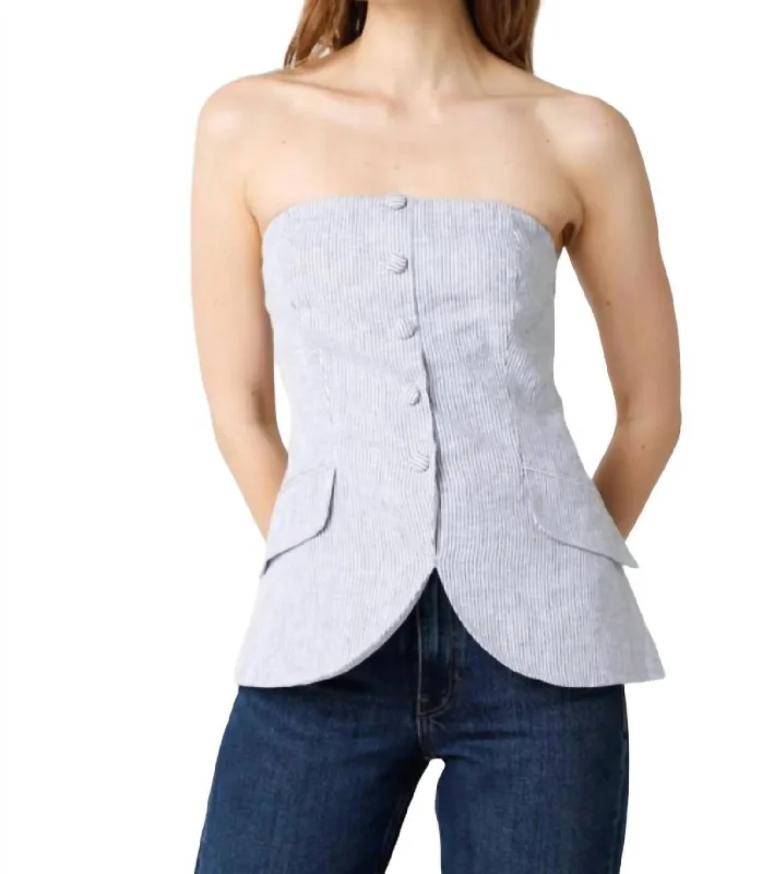 Open-cup BraStrapless Top In Chambray