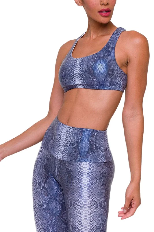 Heavily Padded BraOnzie Hot Yoga Mudra Bra 3098 Blue Mamba Foil