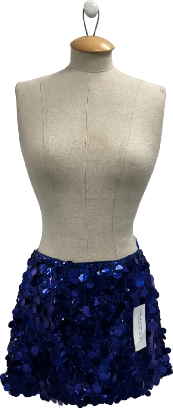 Knitted WinterAmy Lynn London Micro Mini Skirt In Cobalt Blue Sequins UK 6