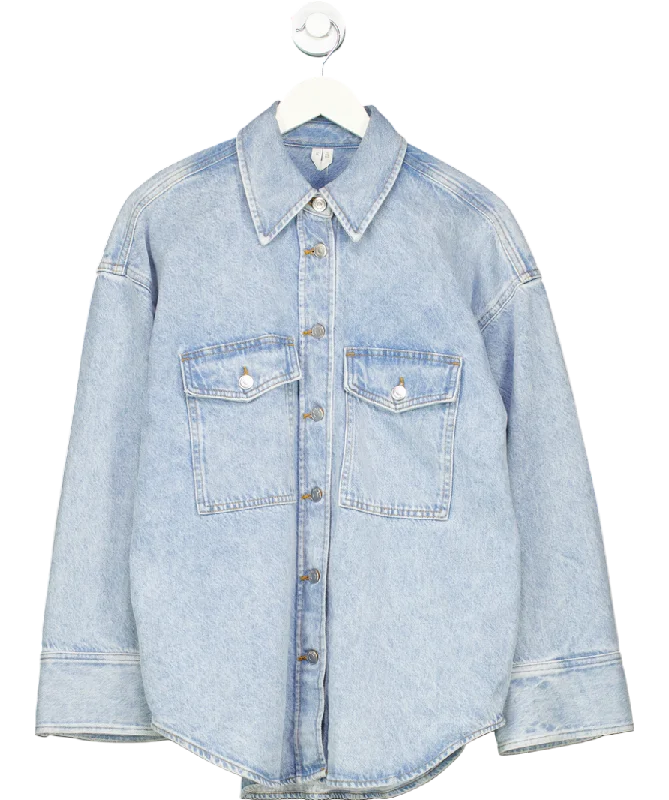 Knitted PatternedArket Blue Loose Fit Denim Shirt UK 8