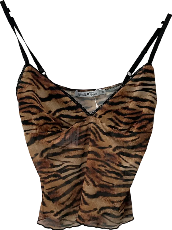 Knit Long SleeveBella & Venice Brown Gigi Top In Tiger UK XS