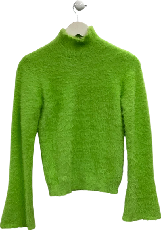 Knitted BeadedDancing Leopard Green Poppy Jumper UK 6