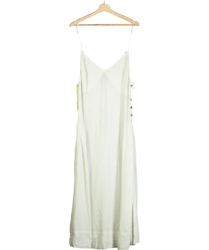 Knit TopFree People White Emmers Linen Midi UK 12