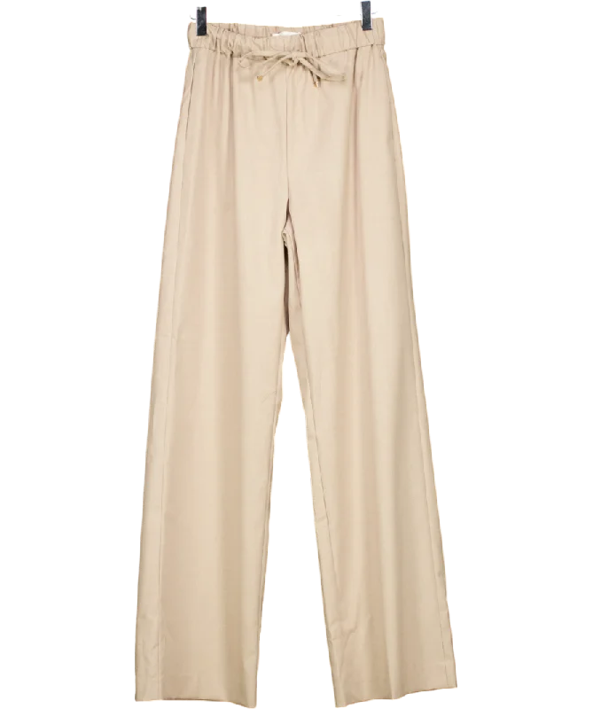 Knit FallMANGO Beige Wideleg Trousers With Elastic Waist UK S