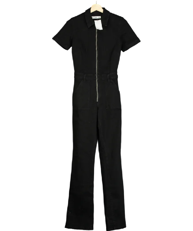 Knit CasualMANGO Black Long Chest-pocket Jumpsuit UK XS