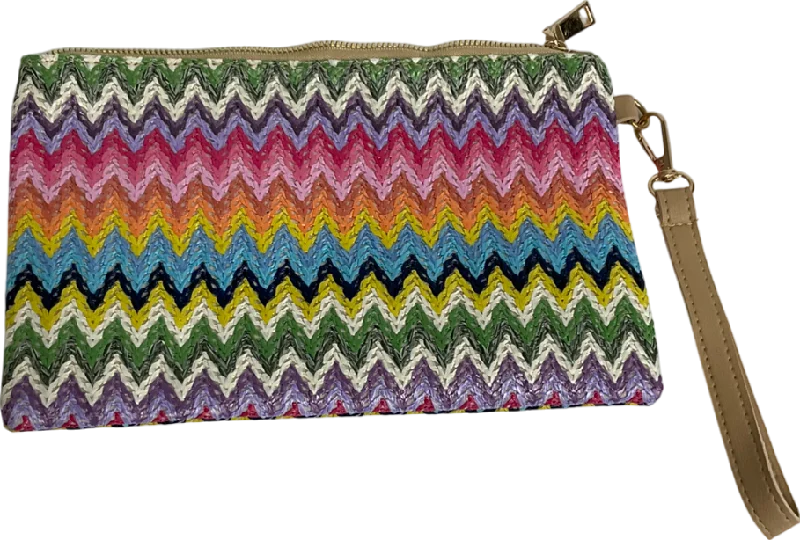 Knitted FineMulticoloured Colourful Straw Woven Clutch Bag