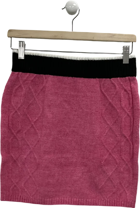 Knitted V-NeckNext Pink Contrast Fitted Cable Knitted Mini Skirt UK XS