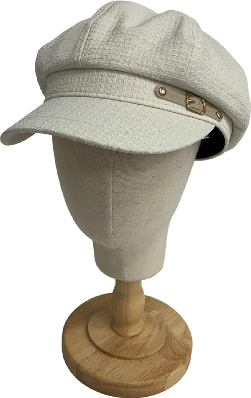 Knitted CableWhite Womens Felt Baker Boy Hat One Size