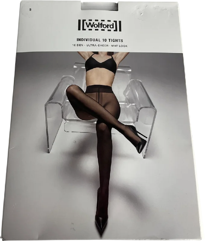 Knitted TeeWolford Black 10 Den Ultra Sheer Mat Look Tights UK S