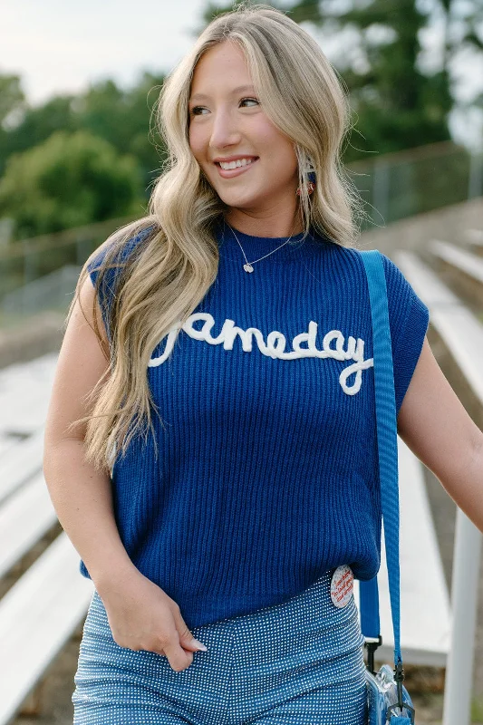 Knit WinterBlue Gameday Embroidered Knit Top