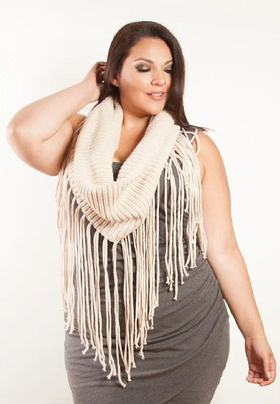 Knitted CardiganInfinity Fringe Knit Scarf