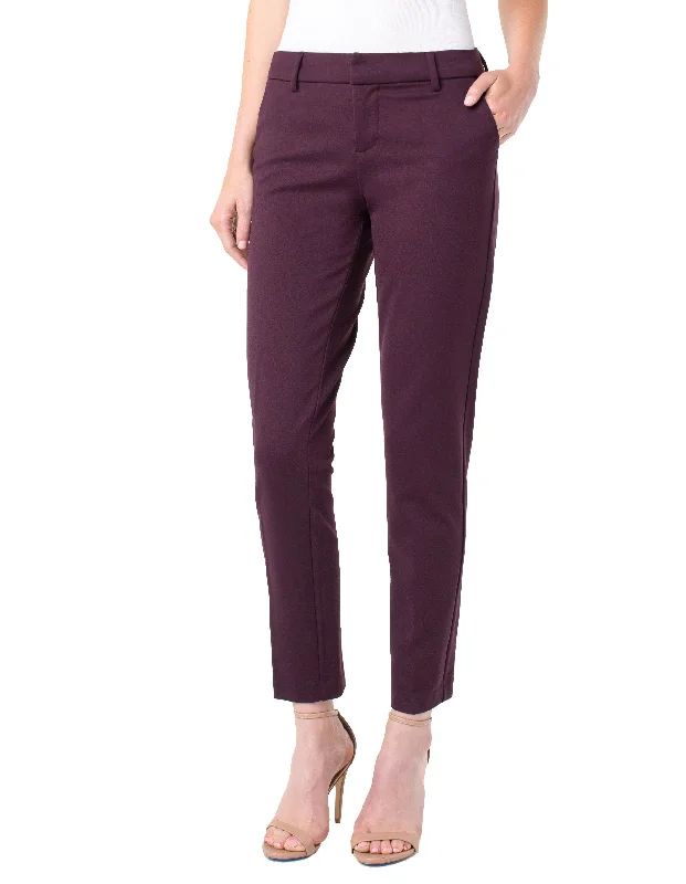 Knit EmbroideredLiverpool Kelsey Knit Trouser In Aubergine