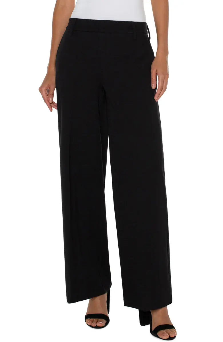 Knitted Button-UpLiverpool Kelsey Wide Leg Knit Trousers In Black