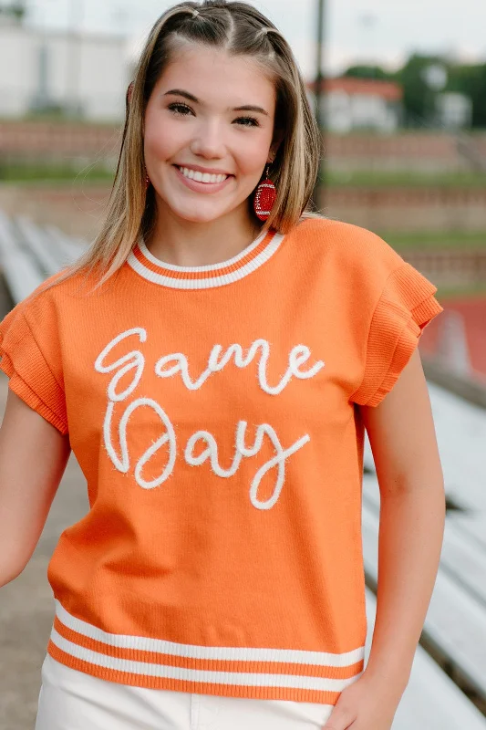 Knit SpringOrange Gameday Tinsel Knit Top