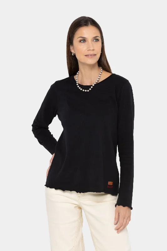 Knit SweaterSueded Knit Lettuce Edge Top