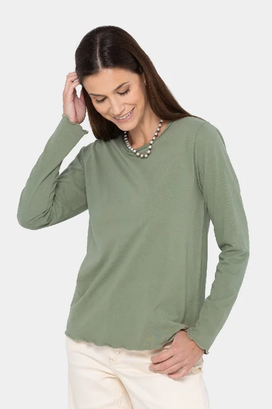 Knitted SweaterSueded Knit Lettuce Edge Top