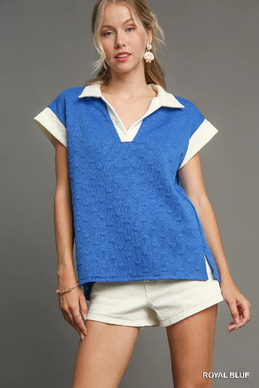 Knitted LightweightUmgee Heart Knit Jacquard Top With Contrast Trim