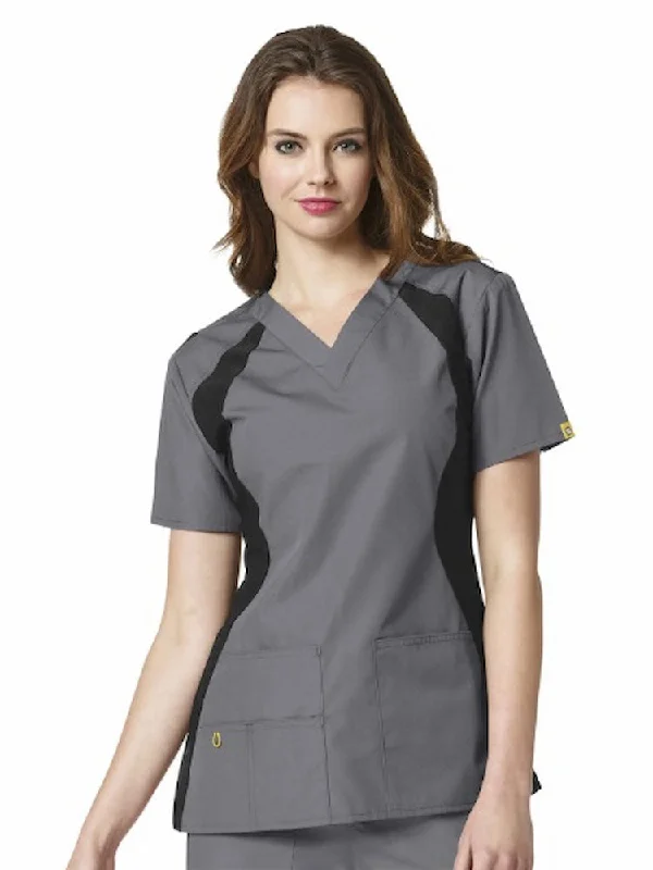 Knit SolidWonderWink Origins Women's Lima Knit Panel Scrub Top | Pewter