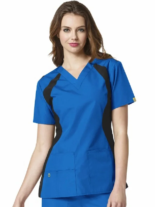 Knitted TexturedWonderWink Origins Women's Lima Knit Panel Scrub Top | Royal